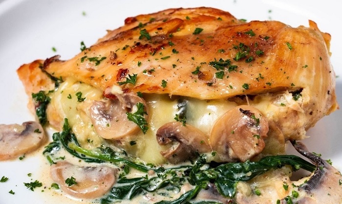 Creamy Mushroom and Spinach Stuffed Chicken